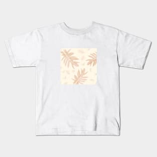 Autumn fall tan brown on cream tropical palm leaves Kids T-Shirt